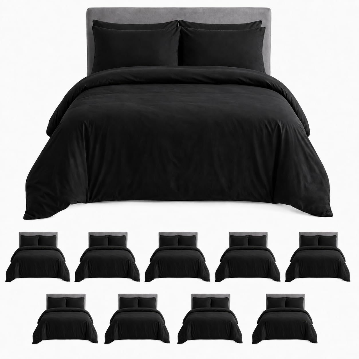 MOONLIGHT20015 King Size Duvet Cover Sets Pack of 10, Black Bedding Sets