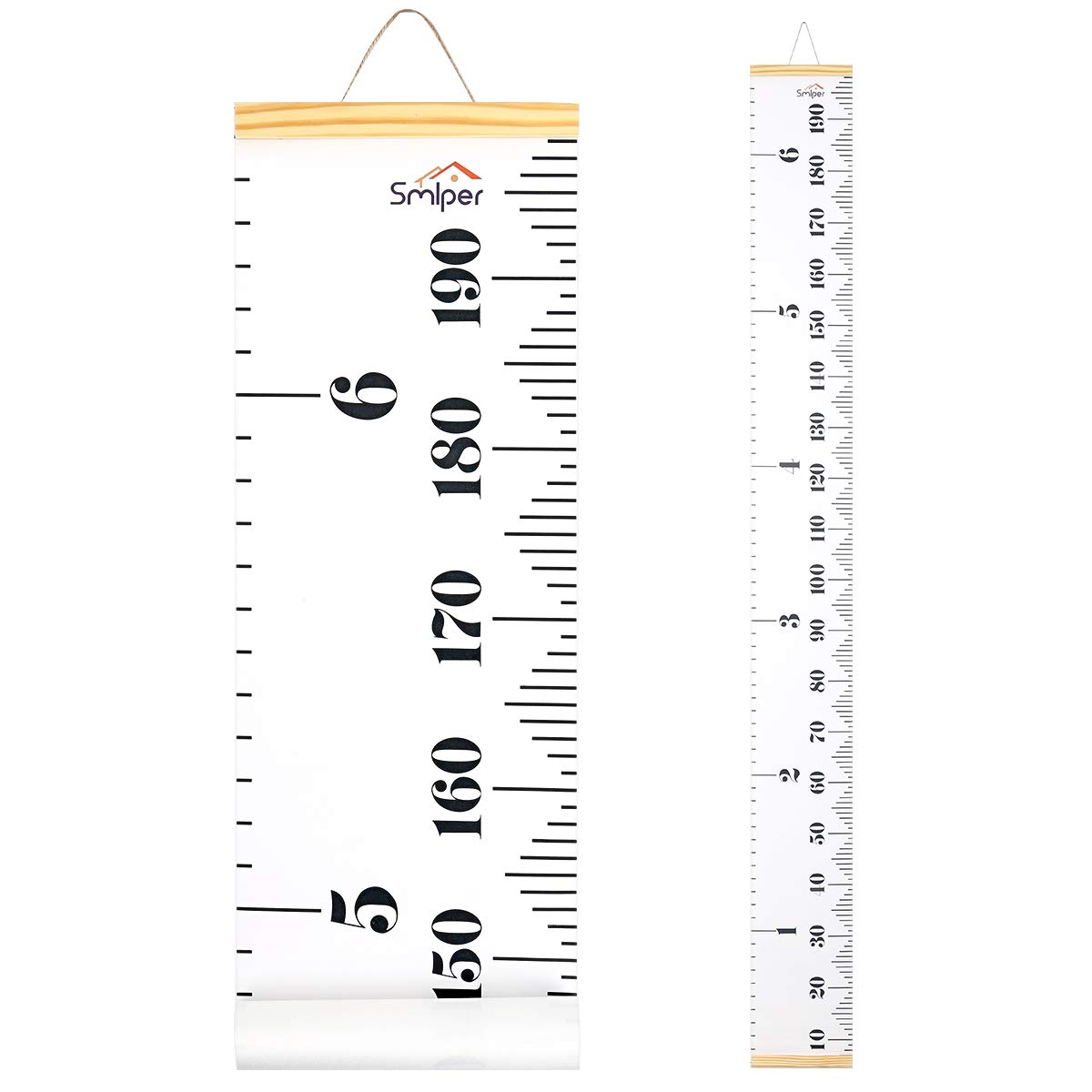 Growth Chart for Kids Hanging Ruler, Canvas Height Chart for Baby Wood Frame Height Measuring Chart for Nursery Wall Décor 79"x7.9"