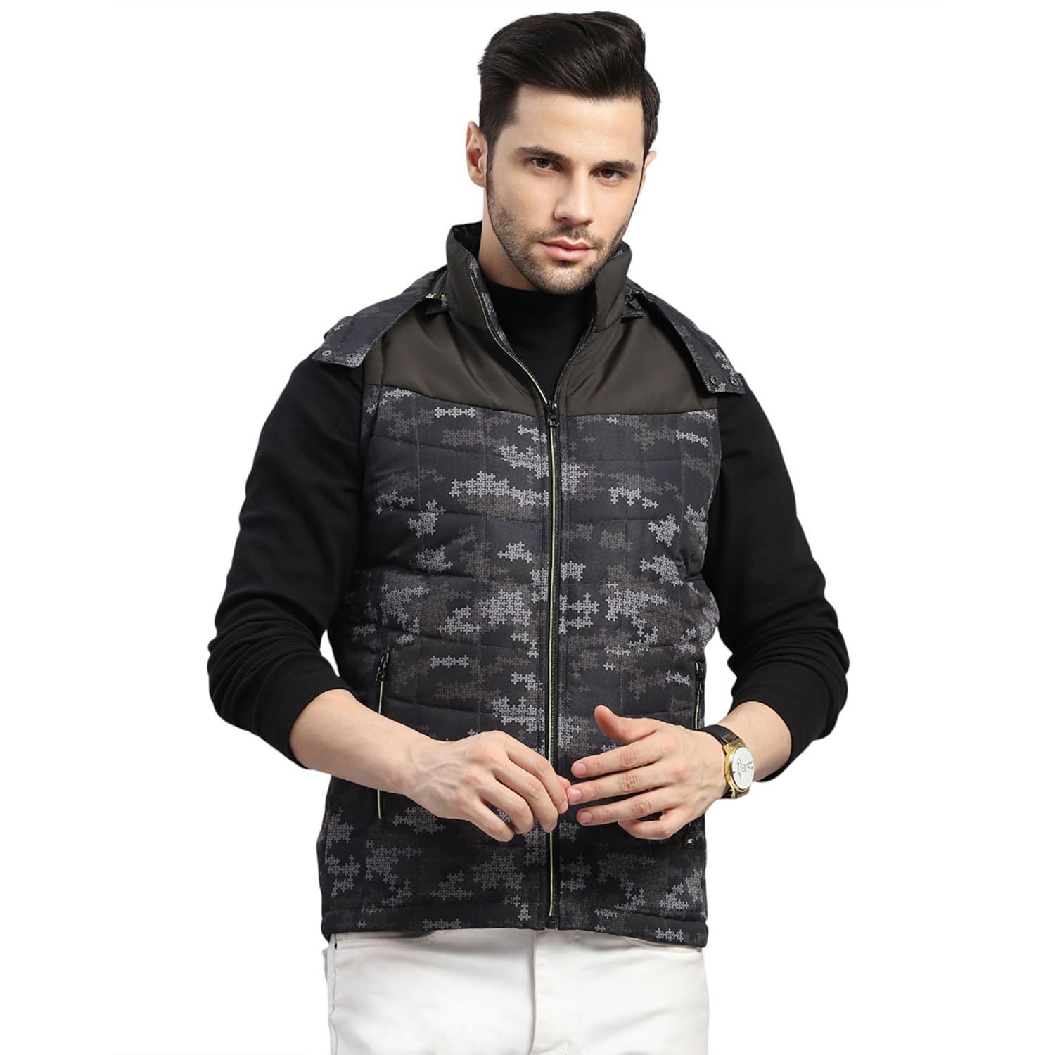 monte carlo Men's Regular Fit Solid Pattern Hooded Zipper Sleeveless Winter Jacket | Warm Coat for Men | Stylish Full Sleeve Zipper Jacket (Pack Of 1)-picture-12