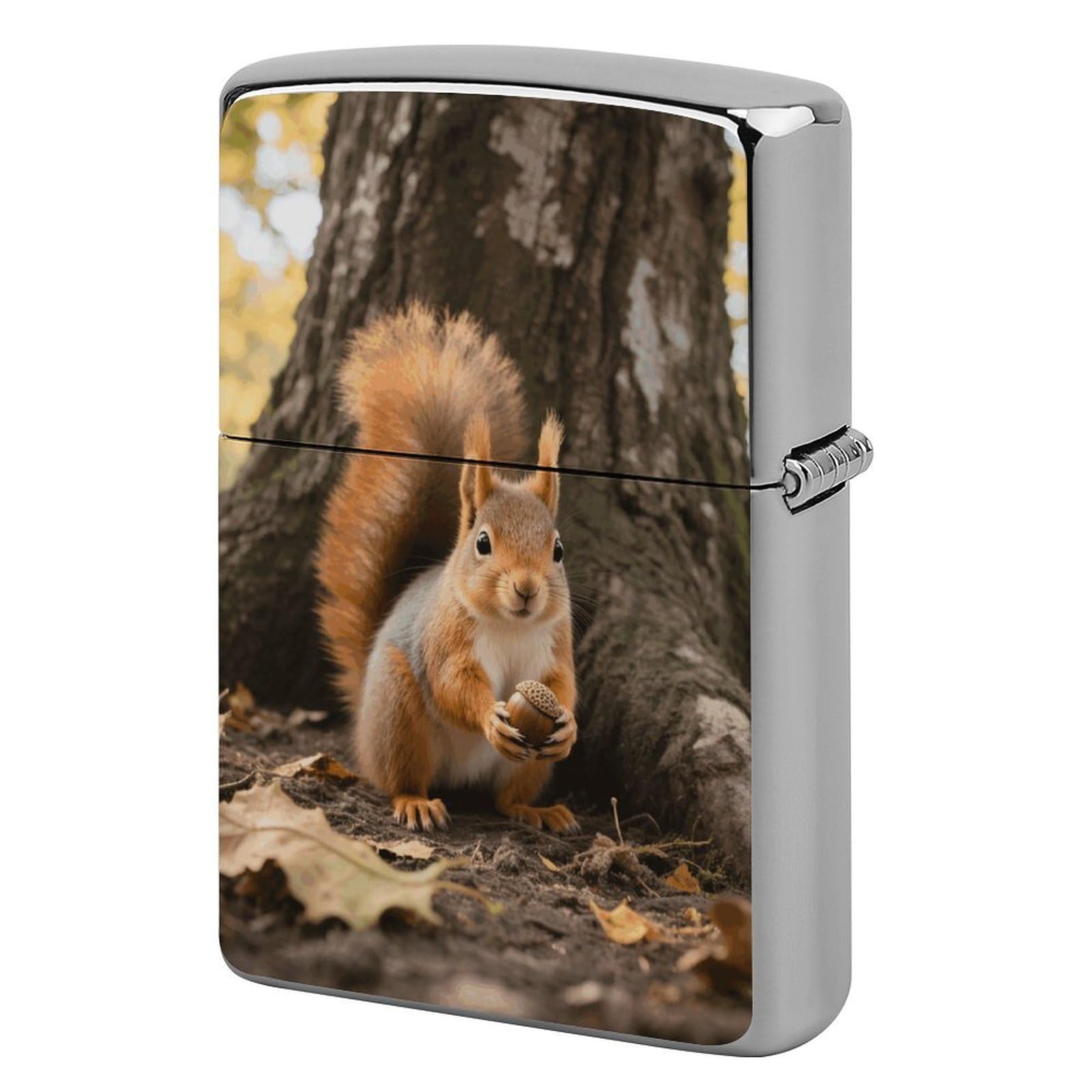 Squirrel Lighter Case Cover Vintage Metal Lighter Sleeve Reusable Lighter Protective Cover Decorative Lighter Holder Birthday Gifts for Men Women