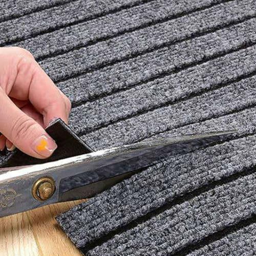 Honseadek Tapete impermeable con base de PVC antideslizante | Alfombra de entrada fácil de limpiar para cocina, garaje, cuarto de lavado | Felpudo interior y exterior que atrapa la suciedad (negro, 40