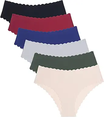 Wetopkim Seamless Thongs for Women, No Show Panties V-waisted Stretch Breathable, Seamless Thong Underwear 6 Pack S-XL