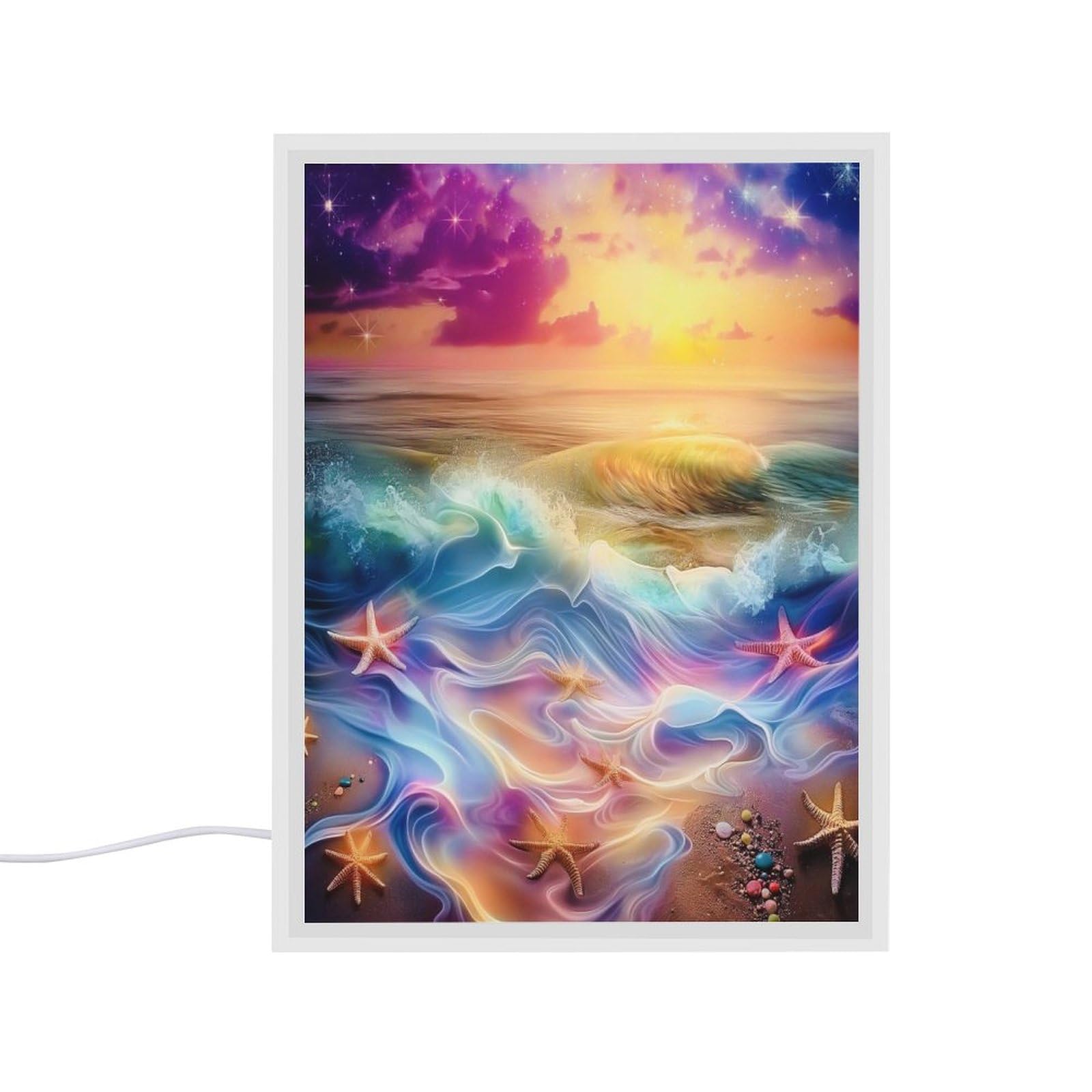 LED Mirror Nightlight Birthday Dream Beach Acrylic Night Light USB Tricolor Dimming Table Lamp Children Gift Mood Light Room Decor Button Switch
