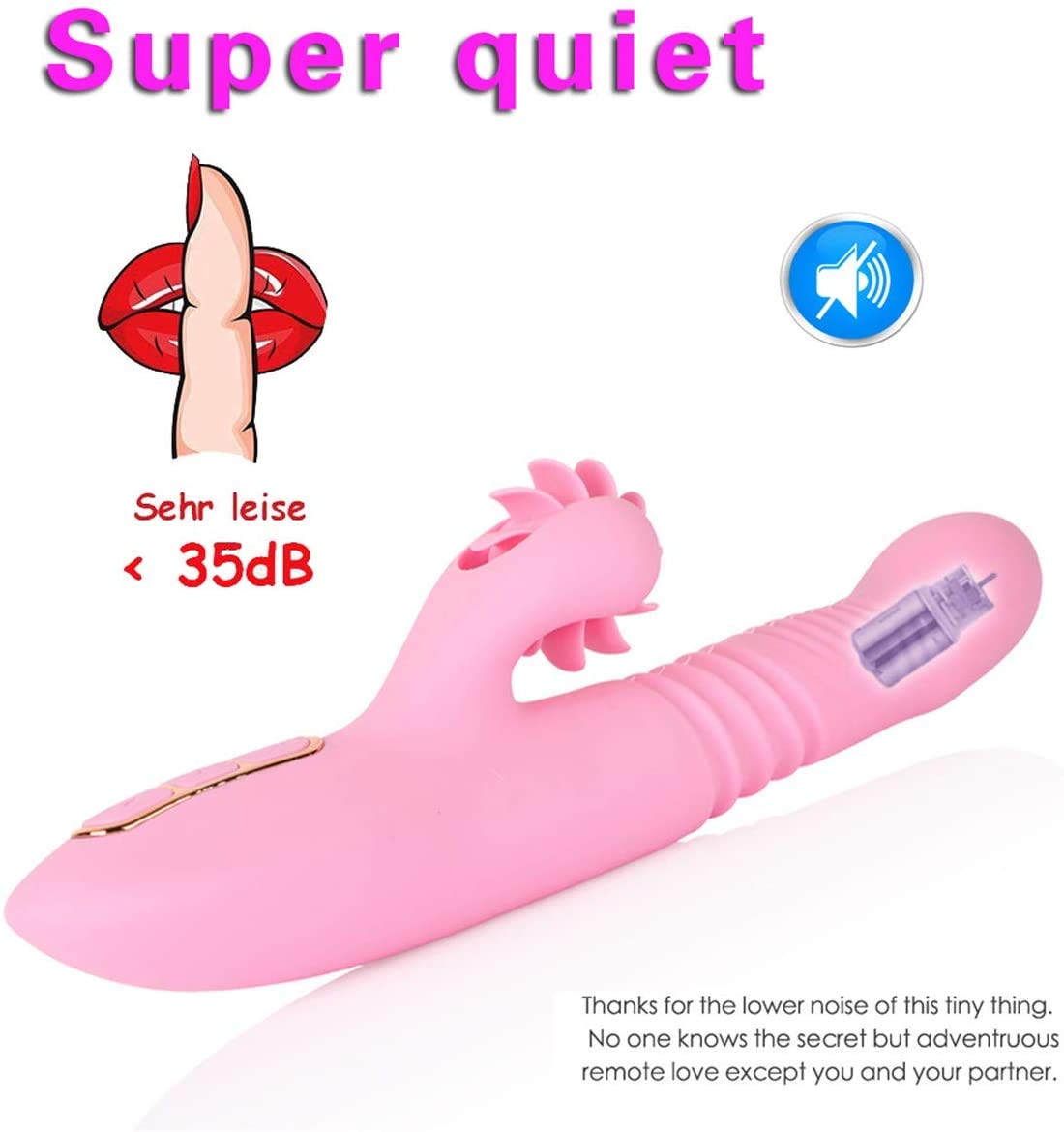 Dildo Femminile Silicone, Clitorideo Stimolatore del Vibratore, Giocattolo del Sesso, Vibratore G-Spot con Funzione Push, Lingua Leccare Il Vibratore, Vibratore del Coniglio