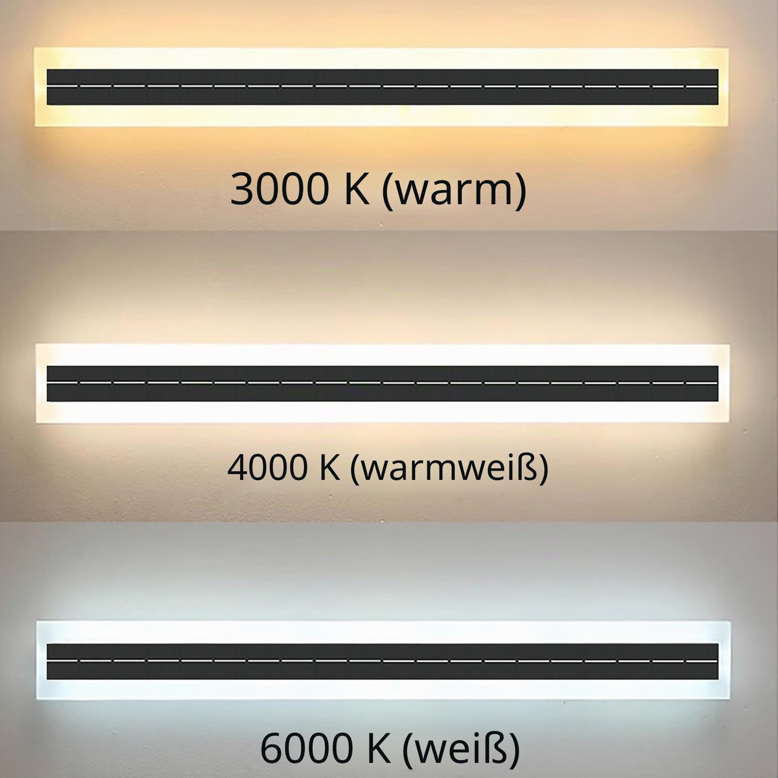 Solar Wandleuchte IP65 Wasserdichte Wandleuchten Außen Garten LED Wandlampe Aussen Schwarz Rechteckig Aluminium Wandlampen 68W Modern Wandbeleuchtung für Hof Garage (Neutrales Licht 4000K,120CM)