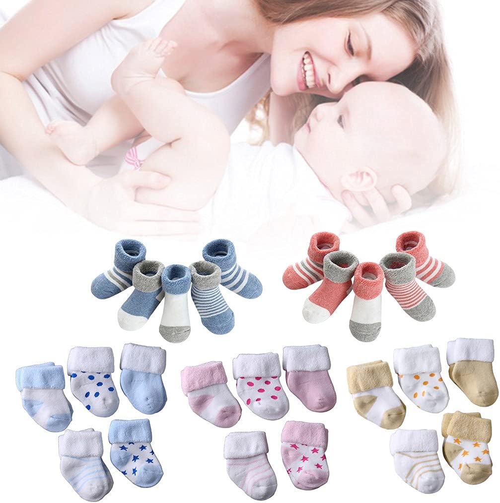5 Pairs Warm Baby Socks Thicken Cotton Terry Newborn Toddler Stockings