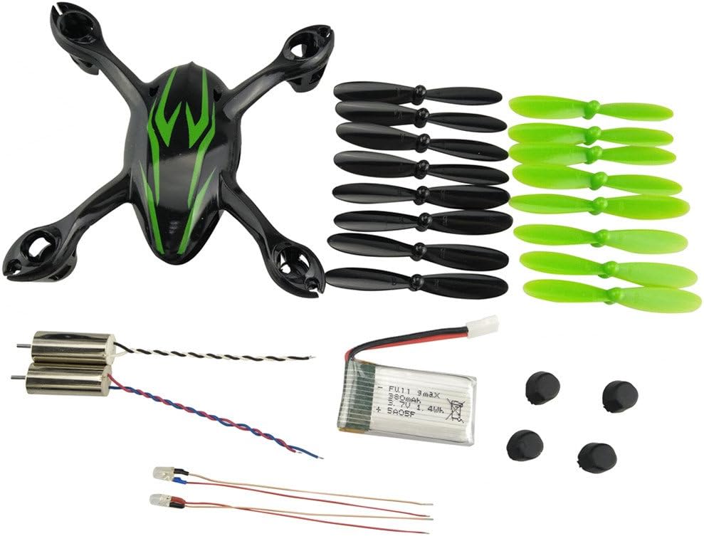 sea jump Quadcopter Spare Parts Crash Pack Electric Machinery Battery Enclosure Propeller mat LED lamp for Hubsan X4 H107C, Black/Green