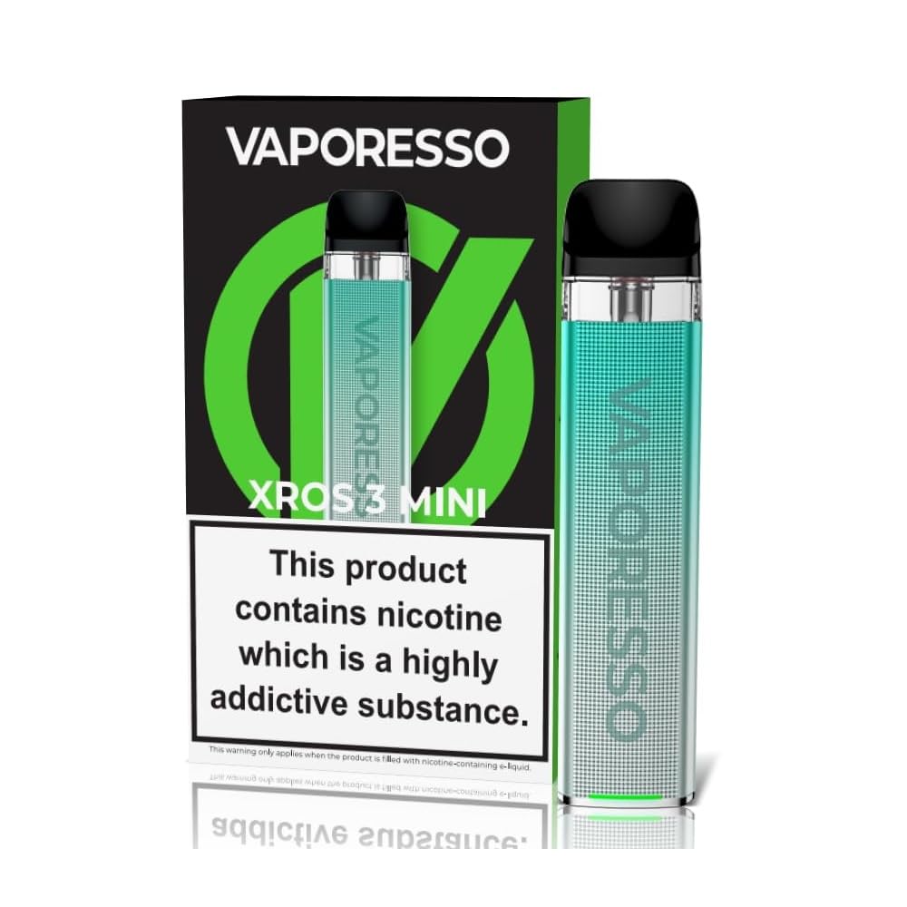 VAPORESSO XROS 3 MINI Vaping Kit, Sleek, Ergonomic, Safe, User Friendly, Integrated Battery, MTL, 2mL, E Cigarettes, E Cig, Starter Kit, Vaporesso Vaping, No Nicotine (Phantom Green)
