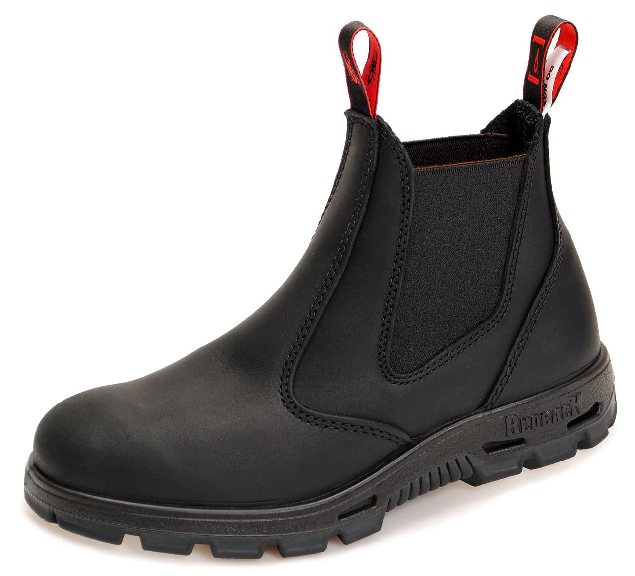 Redback BUSBBK Safety Work Boots aus Australien - mit Stahlkappe - schwarze Sohle - Unisex | Black/Schwarz
