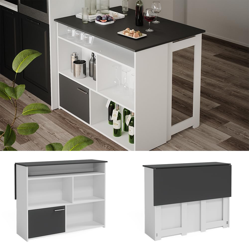 Vicco Tavolo bar alto Dominic, Antracite/bianco, 116 x 37 cm