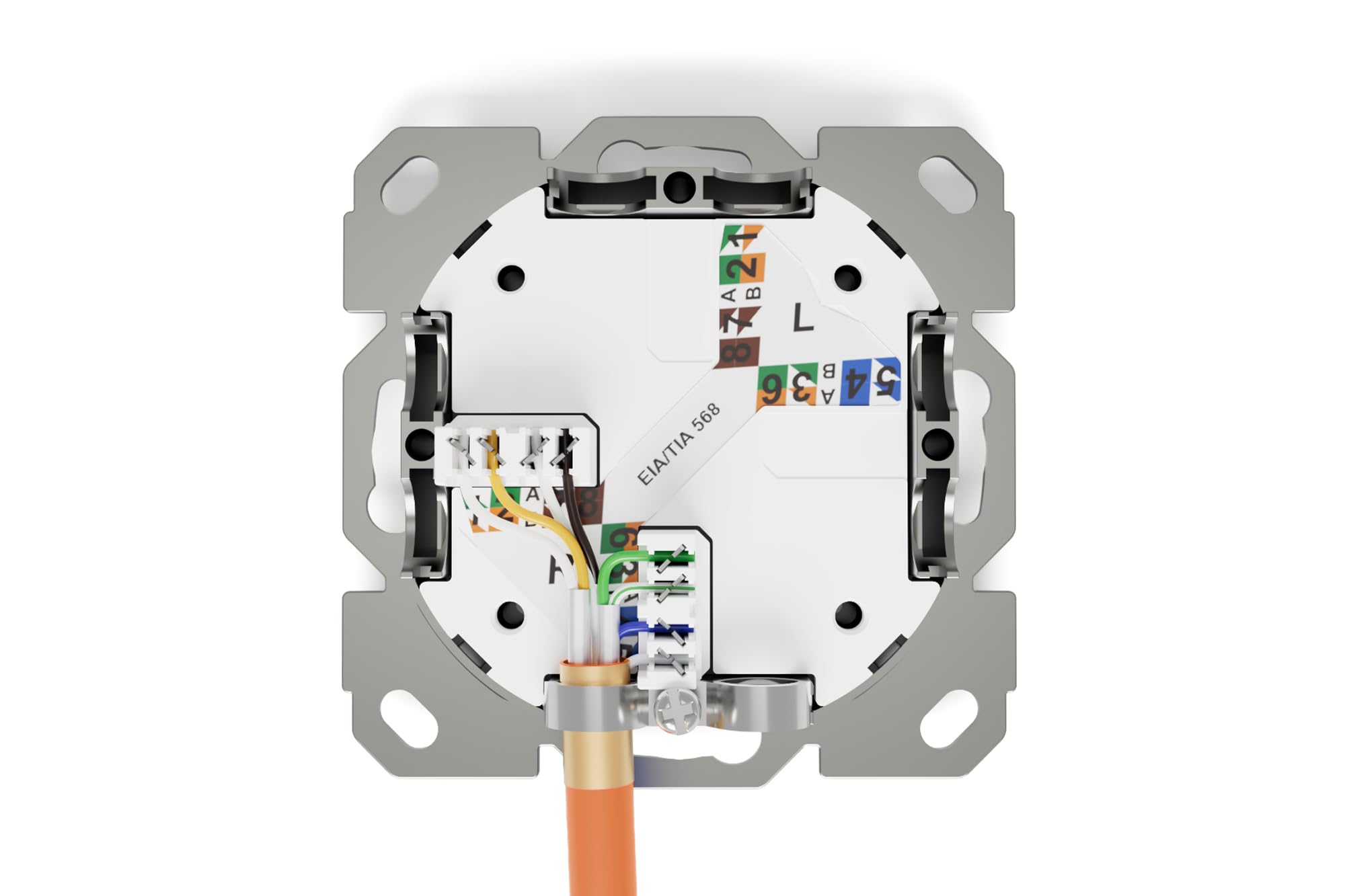 DIGITUS Gniazdo przyłączeniowe LSA Cat-6A – 1 port RJ45 – Gniazdo sieciowe podtynkowe lub natynkowe – Doprowadzenie ze wszystkich stron – Możliwość aranżacji – 10 Gbps – Ekranowane – PoE – Białe
