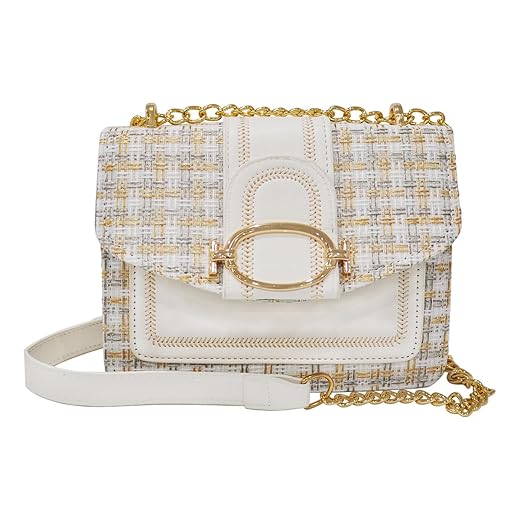 DAYSTAR Bolsas De Ombro Femininas Transversal Pequena Tweed Luxo Corrente Dourada Clutch Festa Shoulder Bag Moda Presente Mulher Sacola Mão Lateral Quadrada Elegante Viagem Trabalho Casamento