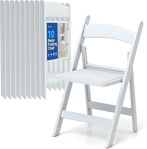 Miniatura 18 de Sillas plegables de resina blanca, sillas apilables con asientos acolchados, capacidad de peso de 800 libras, silla cómoda - Sillas plegables