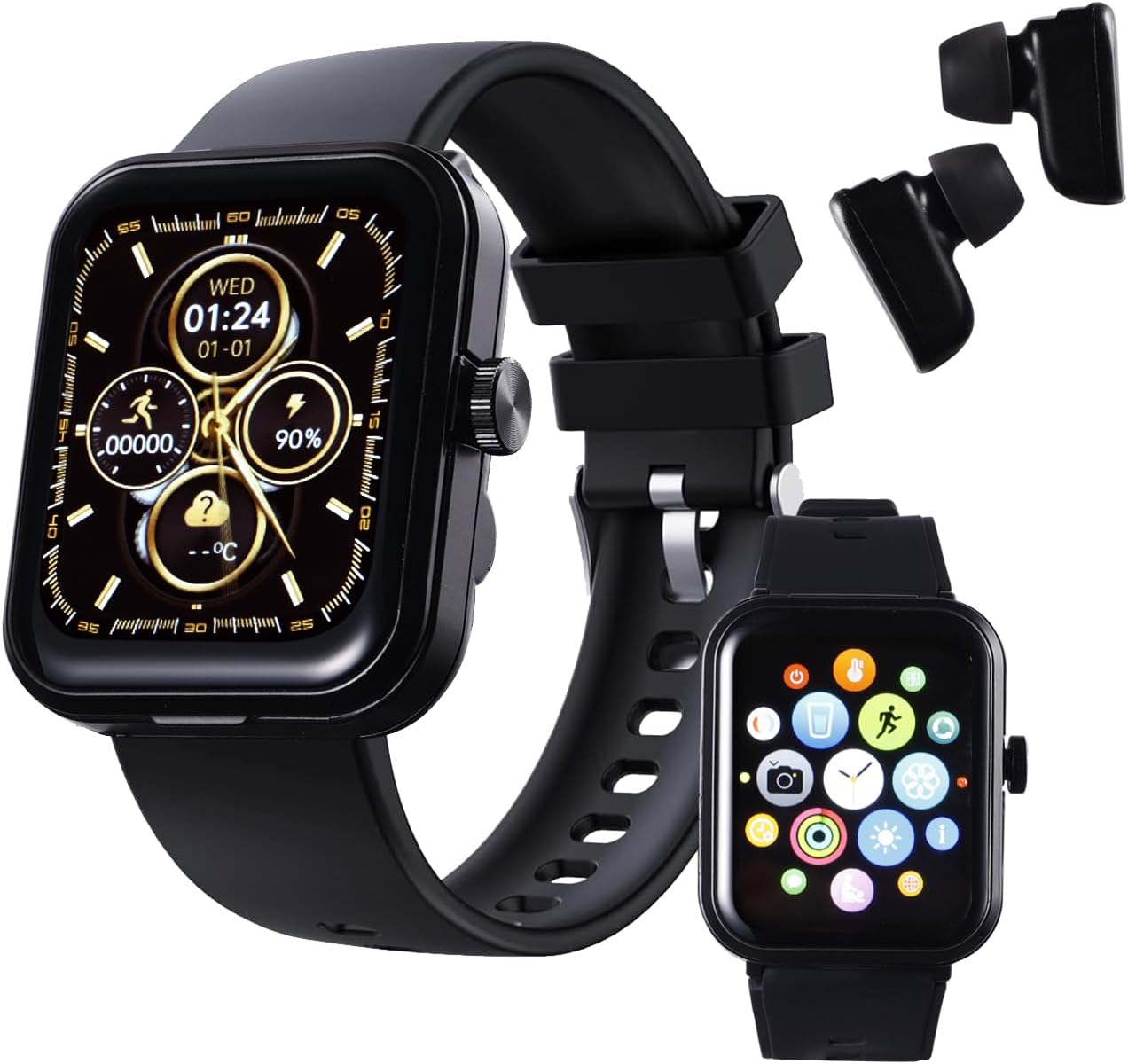 Smart Watch with Earbuds,1.85″ HD Smartwatch for Men Women with Monitor/Pedometer/Calories,Sports Fitness Tracker Watch, IP67 Waterproof Activity Tracker for Android iOS