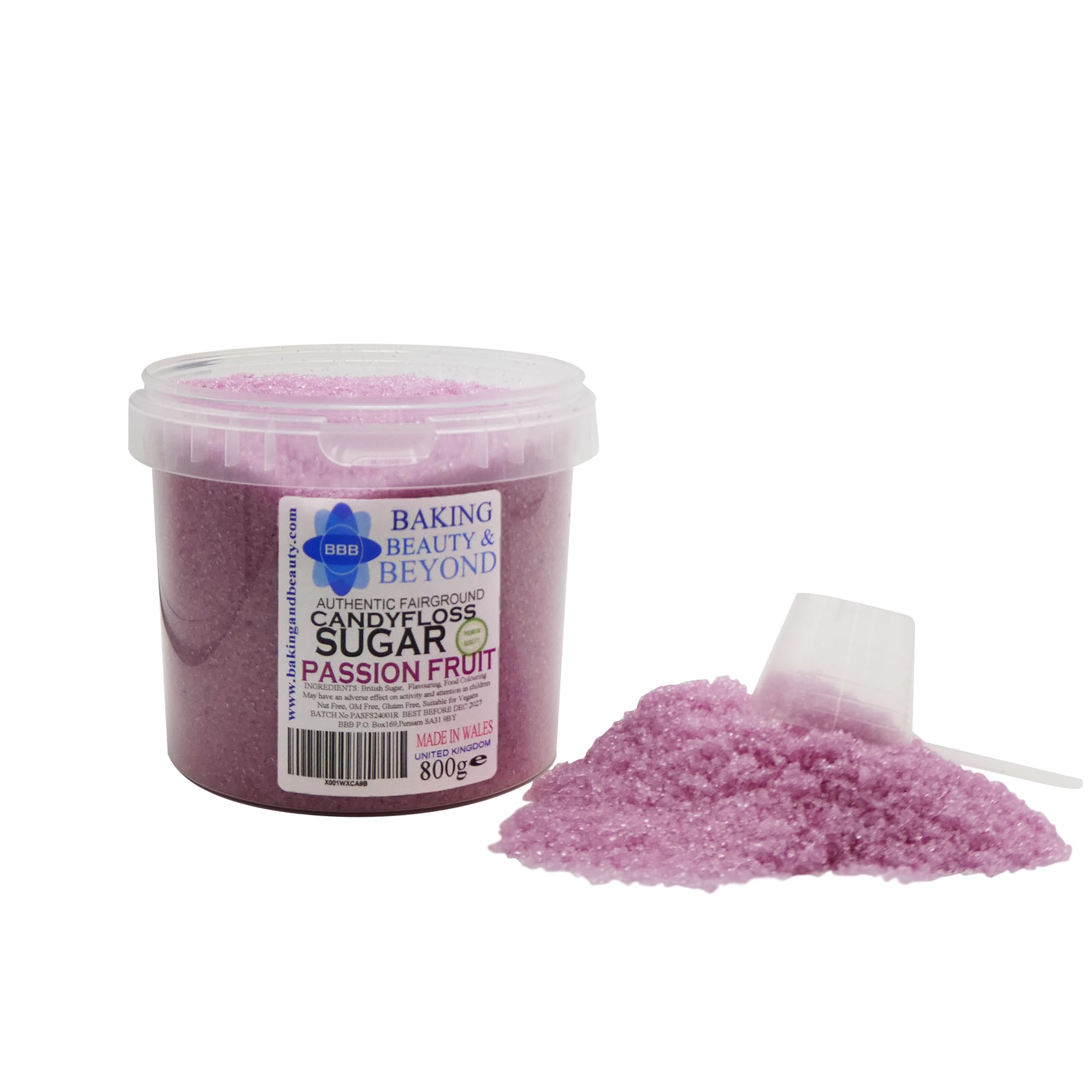Baking Beauty and Beyond Premium Candy Floss Sugar 800g - Passion Fruit Flavour — image 1