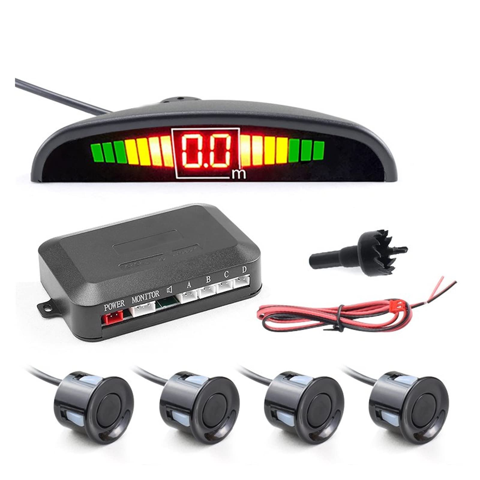 Système de Surveillance de stationnement avec détecteur de Radar de recul Automatique et écran rétroéclairé par LED + 4 capteurs d'assistance au stationnement