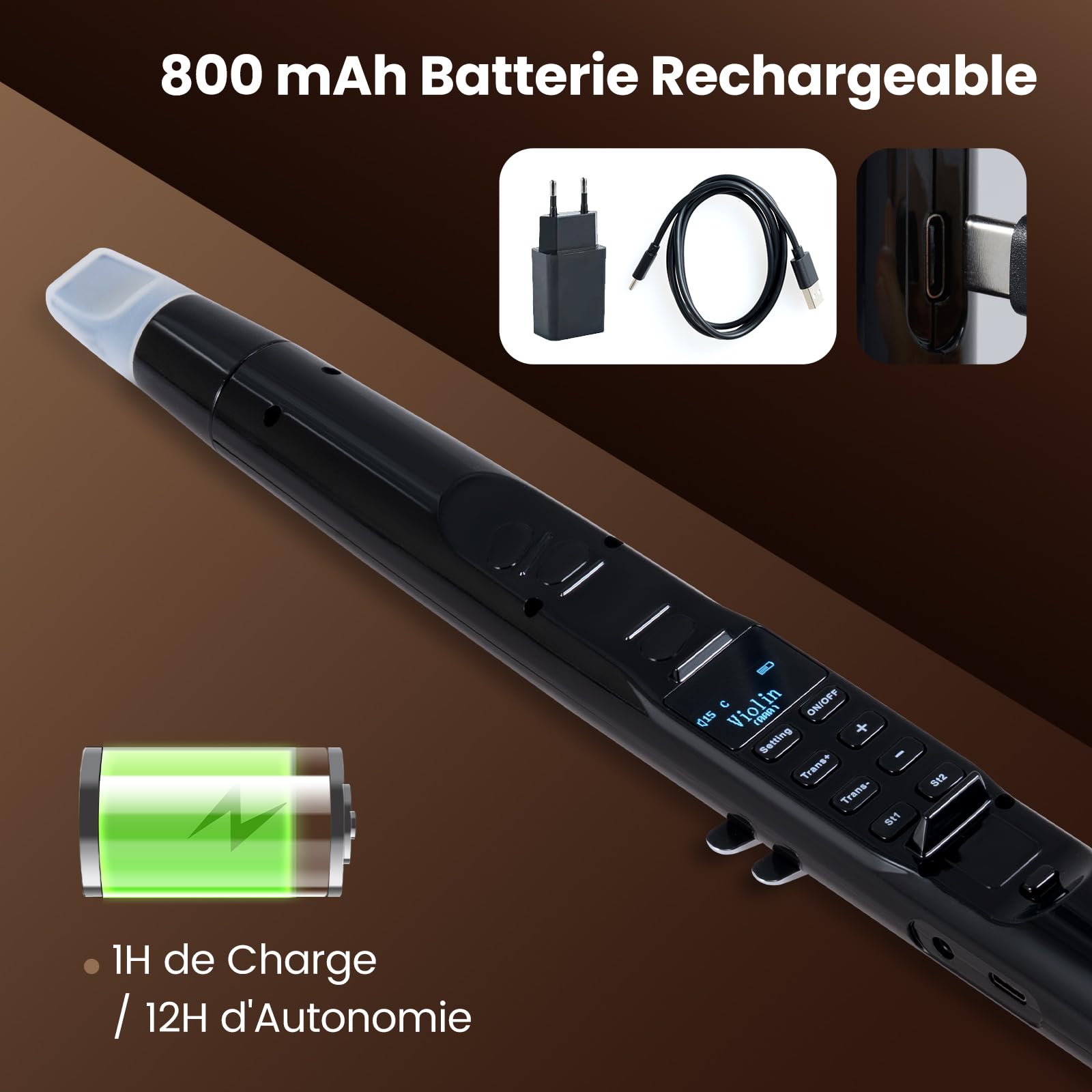 COSTWAY Saxophone Electronique MIDI avec 100 Tons & 2 Doigtés, Instruments à Vent Numériques avec 32 Sensibilités de Soufflage & 2 Becs, Haut-parleur 3W & Sac de Transport pour Débutants