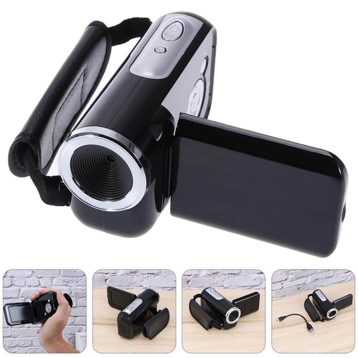Kichvoe Caméra Vidéo Numérique Mini Dv Zoom Numérique 16x, Écran Tft 2 Pouces, Capteur 5mp, Mémoire Extensible Jusqu'à 32 Go, pour Enregistrement Portable