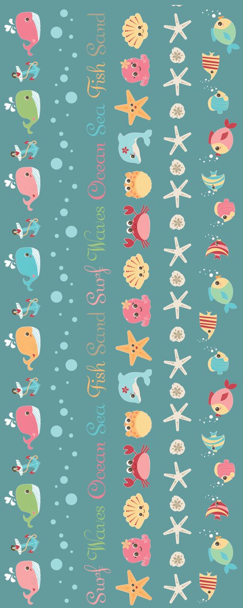 Imaginisce Splash Dance Rub-On Borders 5"x12" Sheet-Doin' The Wave