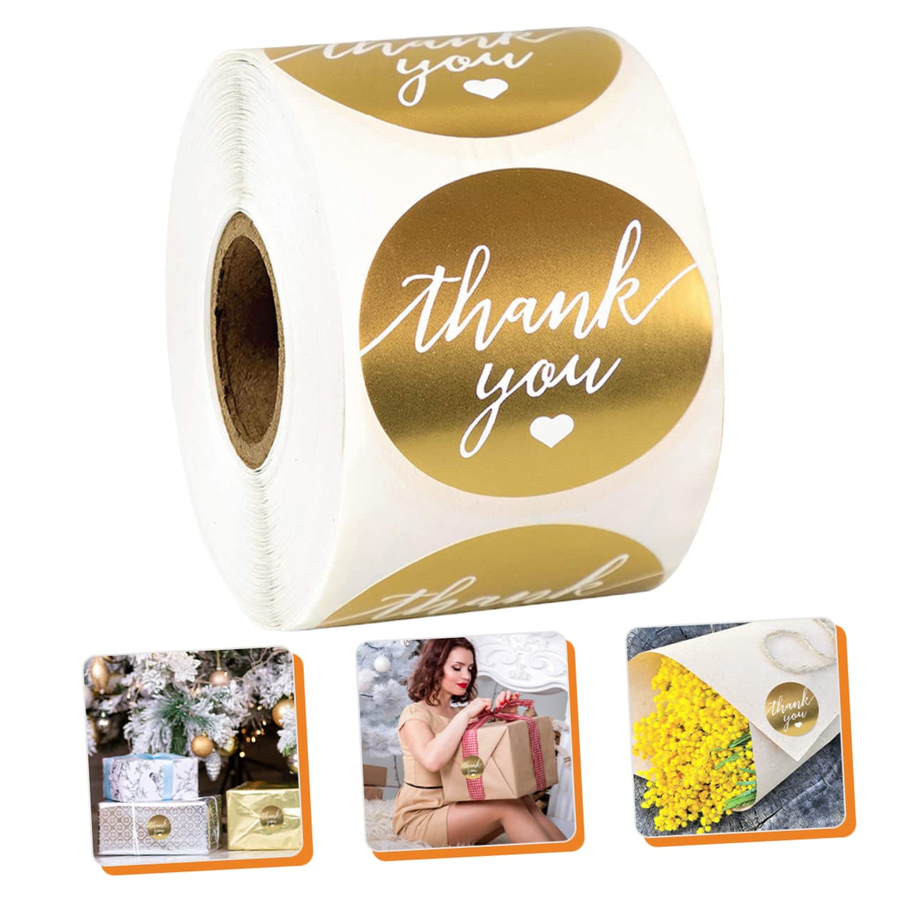 ifundom 3rotoli Adesivi Ringraziamento Dorati Per Imballaggio e Decorazione Etichette Adesive Per Sacchetti Buste e Scatole Perfetti Per Matrimoni e Feste