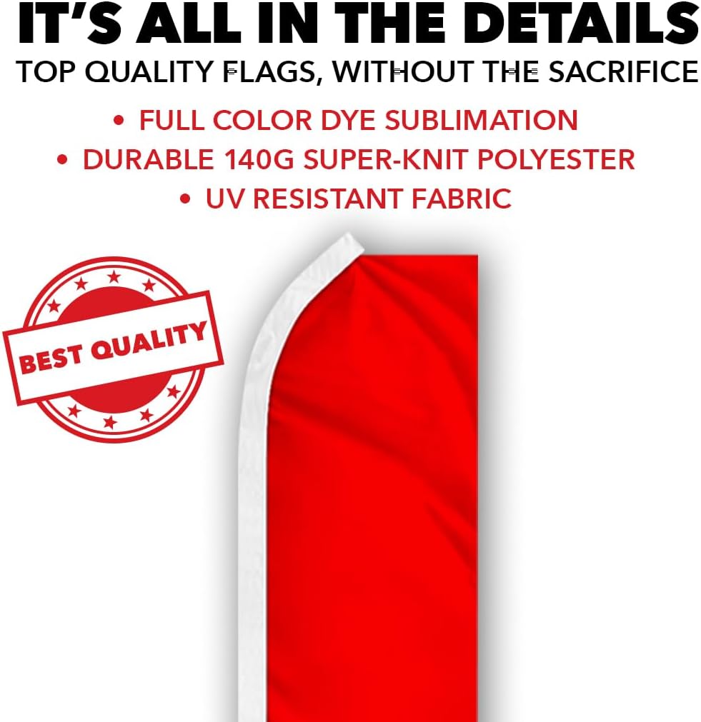 Red Solid Color Swooper Feather Flag - Great for Schools, Businesses, and Events