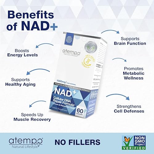 Miniatura 3 de Suplemento NAD+ de 1000 mg de alta absorción, apoya la energía, la salud celular, la función cerebral y el envejecimiento saludable, fórmula pura de
