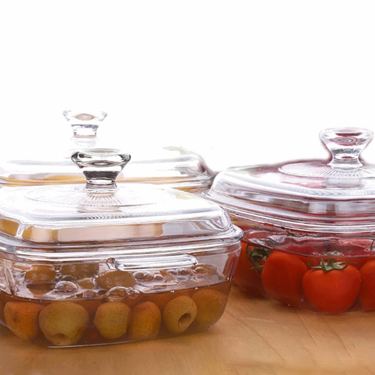 Mikrowellengeeignete Glasschüssel 0, 8 L aus Glas mit Deckel | Weiß, Symmetrischer Ohrgriff, Hitzebeständig und Bruchsicher, Küchengeschirr für Haushalt