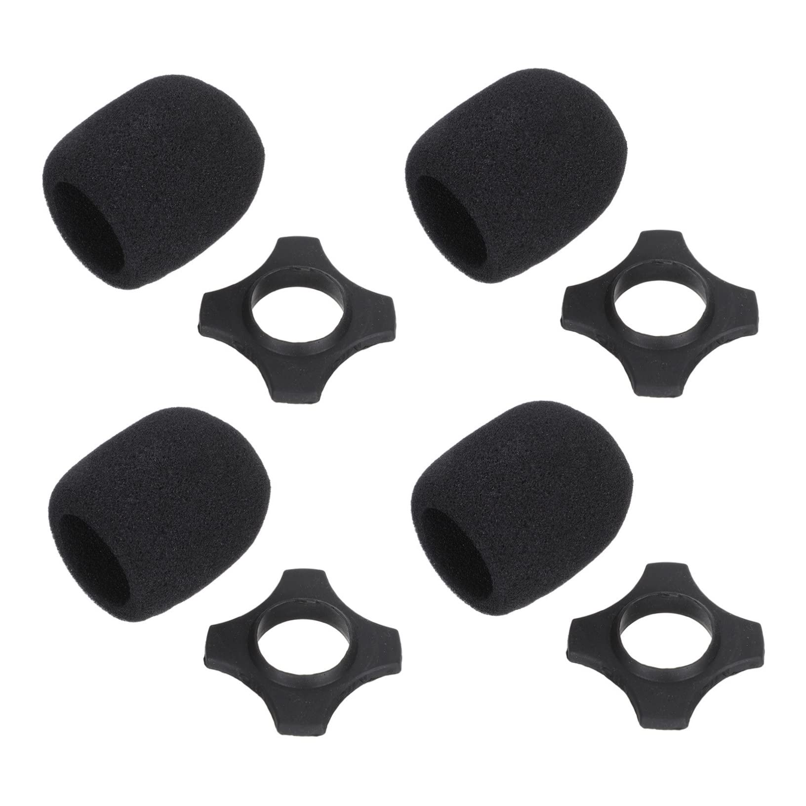 GALPADA 4Sets Thickened Microphone Protectors Windproof Sponge Covers Rubber Holders for Handheld Microphones for Ktv Dance Balls Interviews and Stage Performances