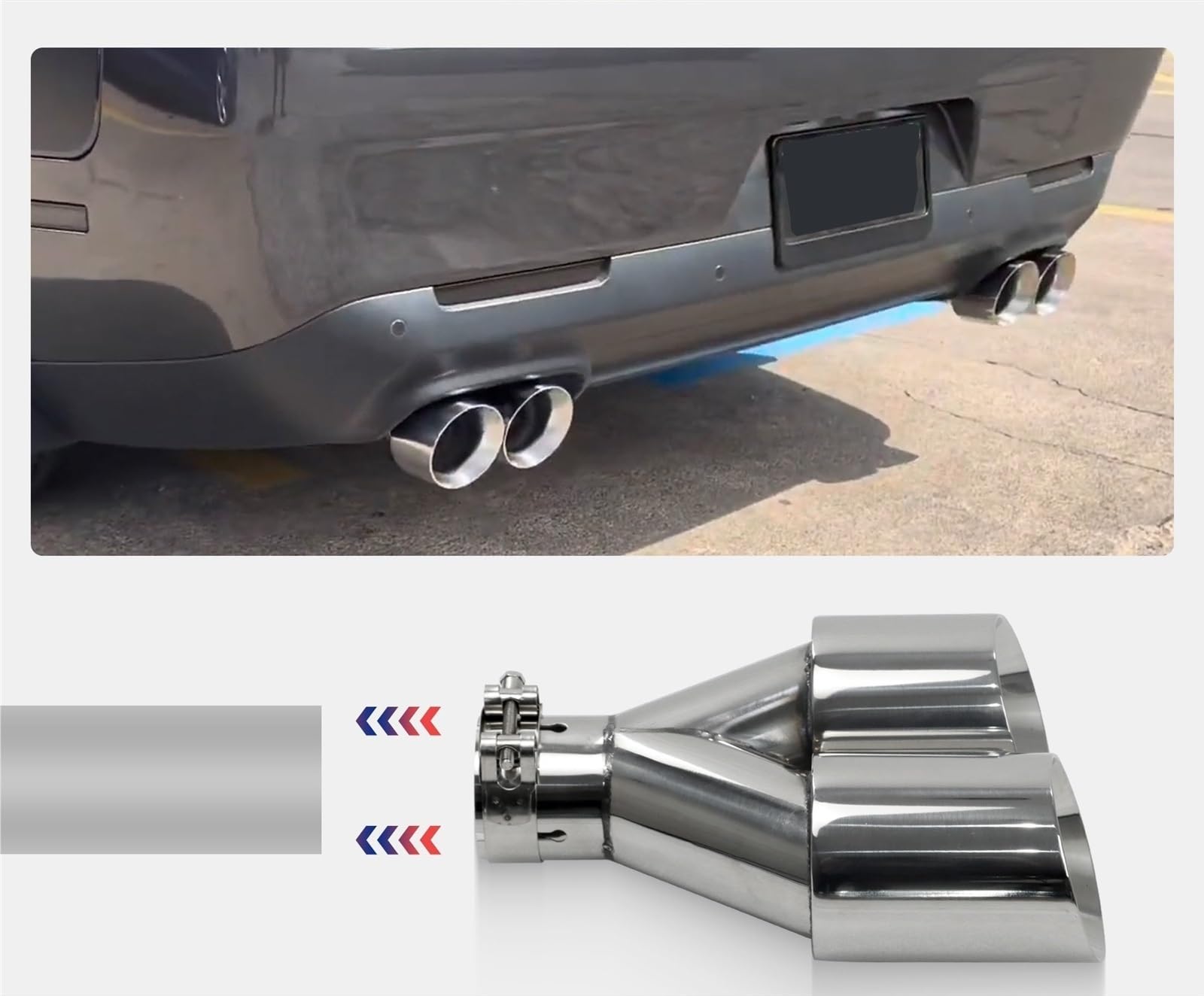 Embout Echappement Double Sortie,Double Tuyau D'éChappement De Voiture, Embouts De Silencieux, Double Sortie, Tuyau D'ExtréMité 63-76-220 En Acier Inoxydable