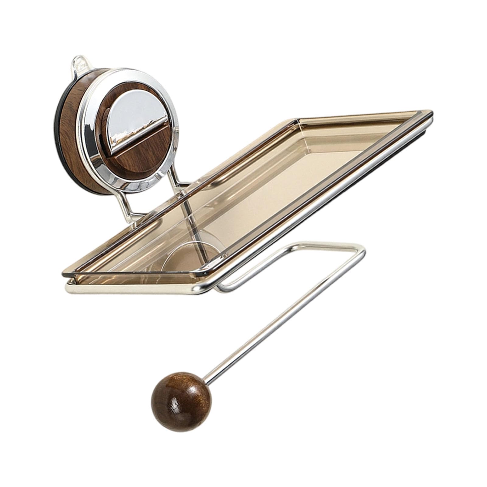 NVOQILIN Modern Adhesive Bathroom Shelf Stainless Steel & Suction Cup Wall Space-Saving Toiletries Holder Wall Mounted Rack
