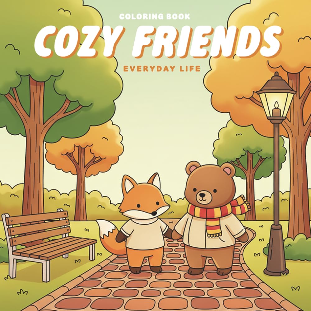 Cozy Friends – Everyday Life: A Warm and Relaxing Coloring Book with Cozy Animal Scenes for Kids and Adults