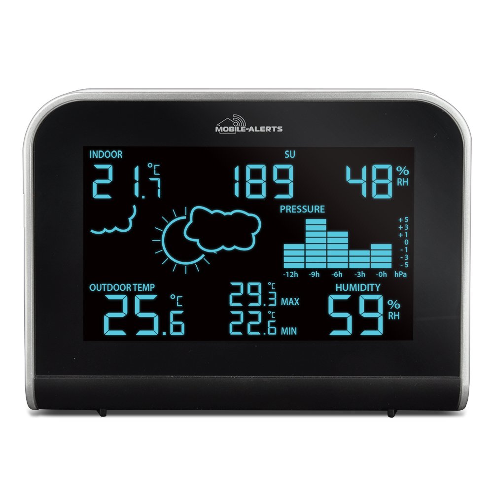 La Crosse Technology MA10920-B-SIL Station Météo Colorée Connectée, Noir/Argent