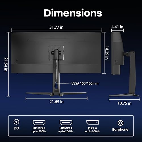 Miniatura 10 de Amzfast Monitor curvo para juegos de 34 pulgadas 3440x1440 200Hz (AMZG34C8)