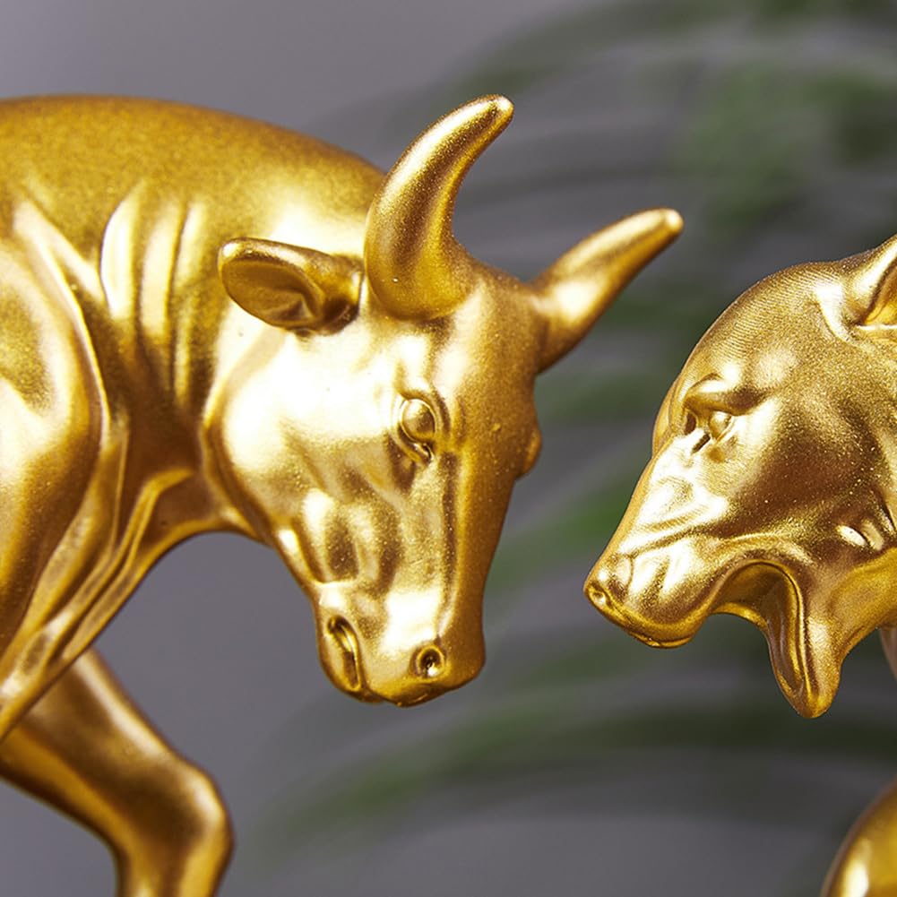 JXCBXJ Bull and Bear Statue,Resin Abstract Tabletop Decor, Stock Market Decor,Gifts for Financial Investment Managers Investor - Image 2