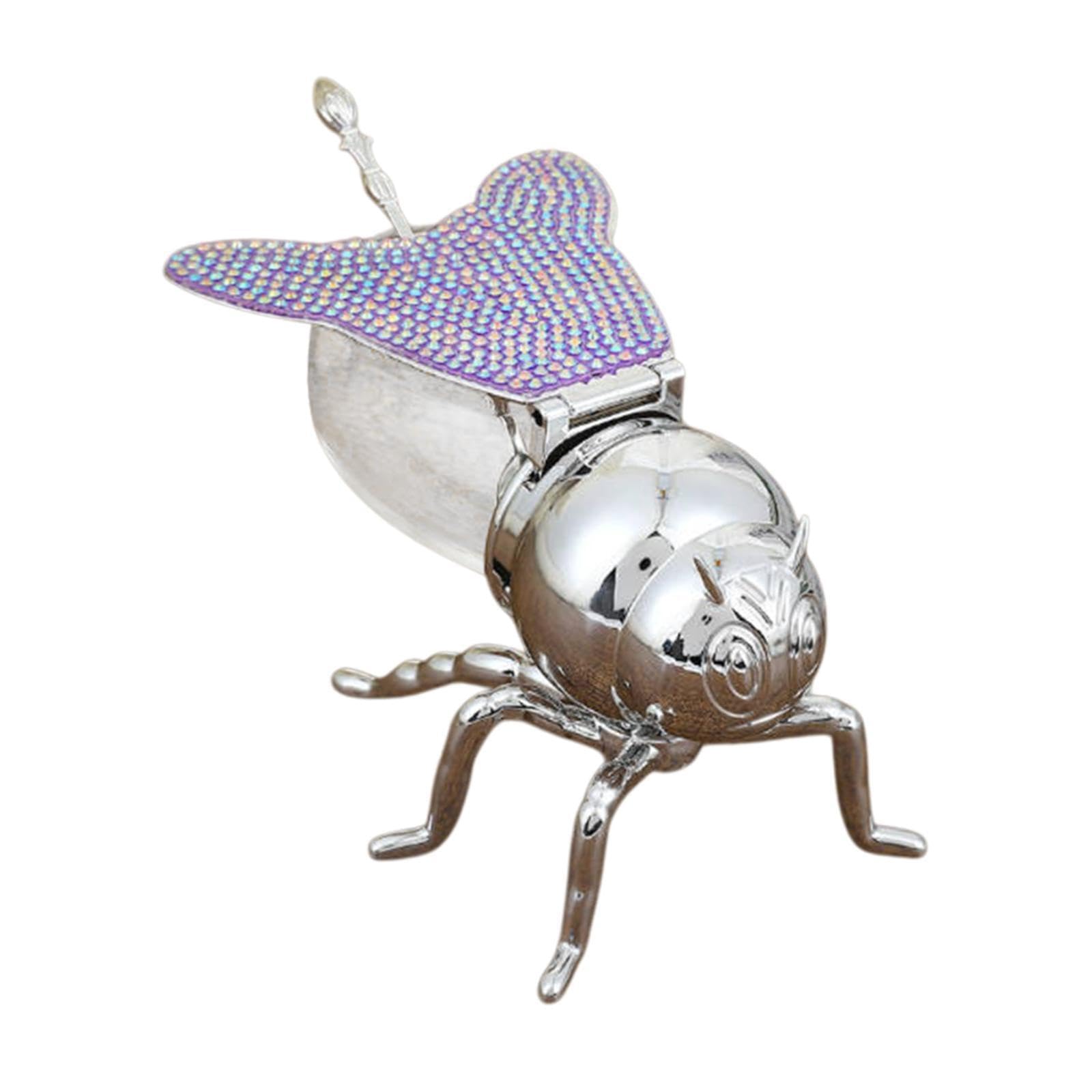 PIXZCSA Eco-Friendly Bee Honey Jar Dipper Set Crafted Durable Materials Stunning Kitchen Showcase Is Made Of Pp Glass Zinc Alloy Glass Bee Figurine Honey