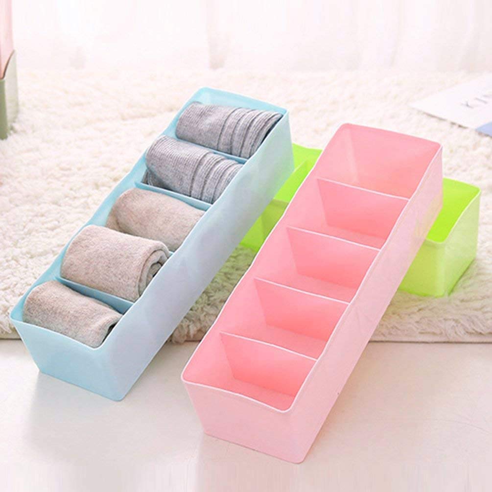 Plastic Socks Rack Undergarments Innerwear Cosmetic Makeup Inside Drawer Organiser Partition Grids Storage Box (2), Multi-Coloured-image-26