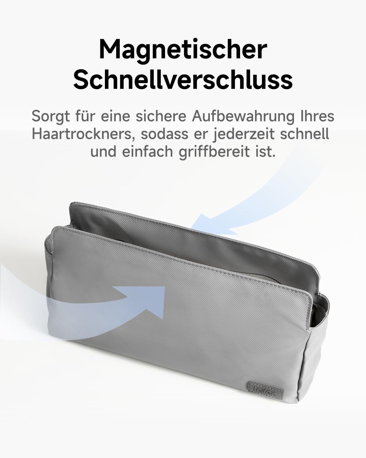 Laifen Premium Aufbewahrungstasche für Haartrockner, Reisetasche mit Magnetverschluss, Kompatibel Air, Mini, Neo & Neo Special, Schmutzabweisend, Grau