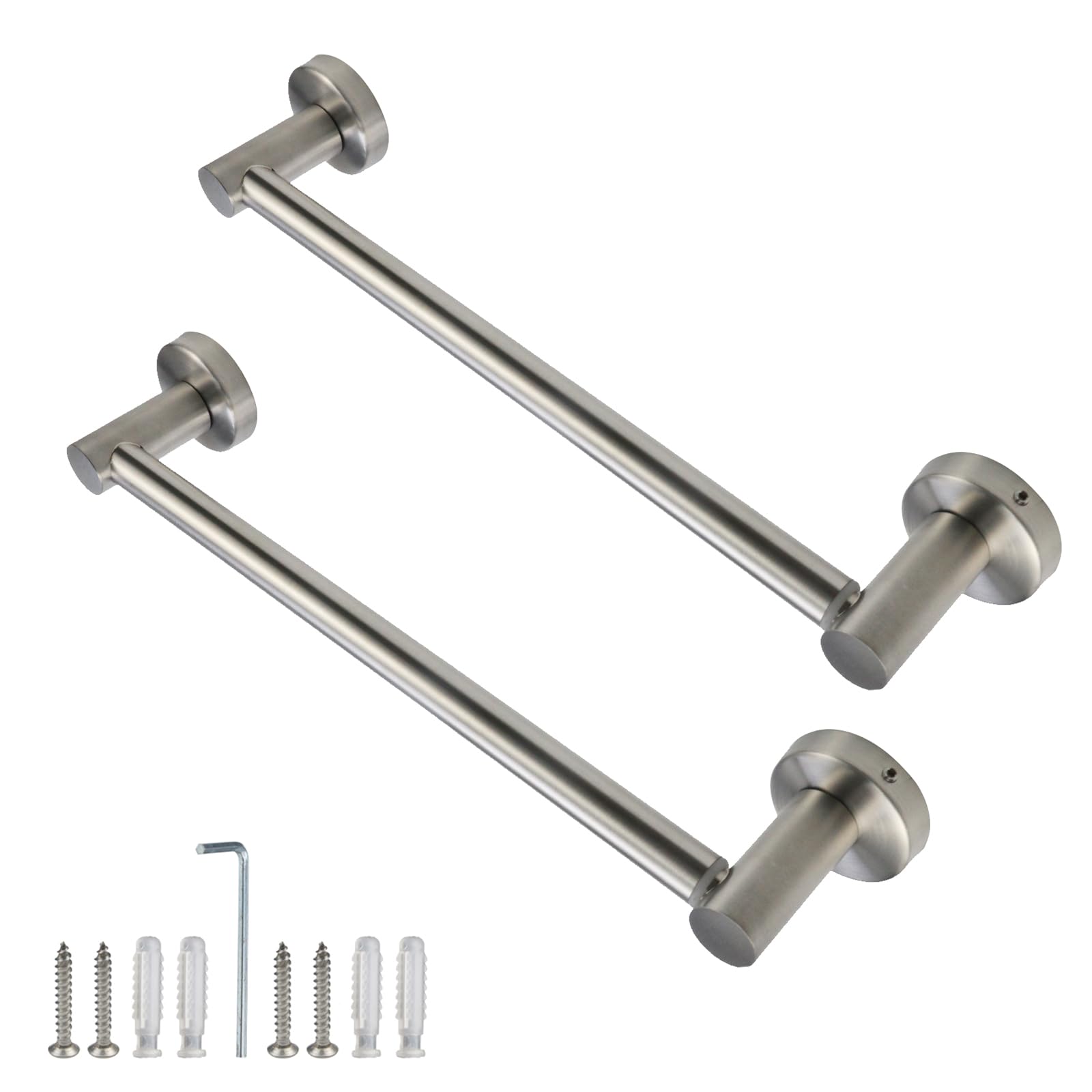 Oedema French Door Curtain Rods Set of 2 Adjustable 13.78-24.8 Inch Curtain Rod Silver Sash Curtain Rod for Door, Window, with Instruction & Screws, 0.75" Diameter, Modern