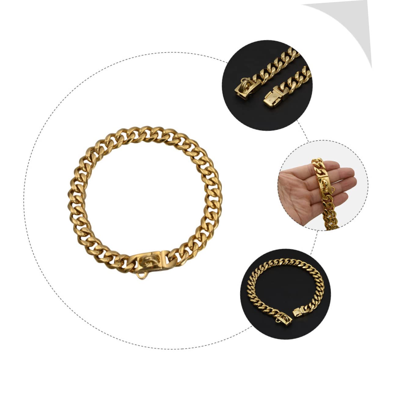 BESTonZON Collier Contrôle en Chien Acier Inoxydable Doré pour Résistant à l'usure, Facile à Nettoyer pour Chiots et Chiens