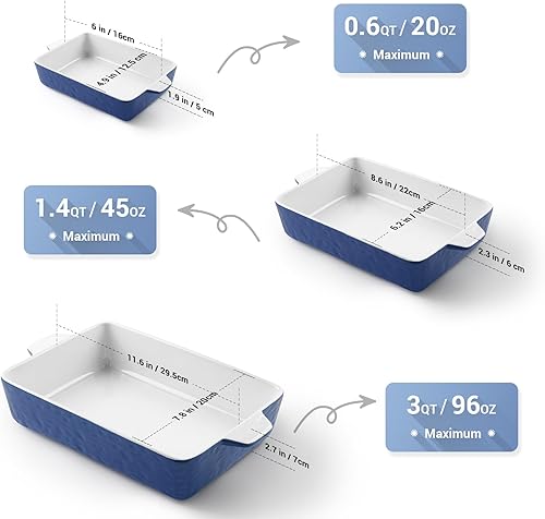 Miniatura 10 de Cacerola para horno, platos de cerámica para hornear, bandeja para lasaña con asas, bandeja para hornear de porcelana profunda, utensilios para