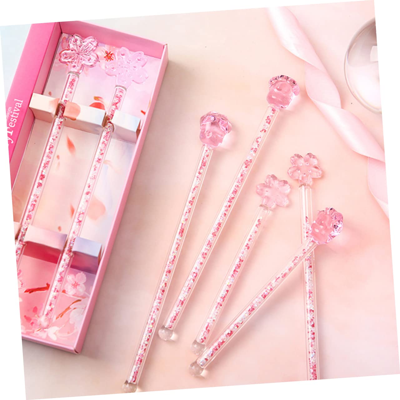 COLLBATH Flower Design Glass Stirring Rods Elegant Cocktail Stirrers for Juices Beverages Lightweight for Parties Celebrations