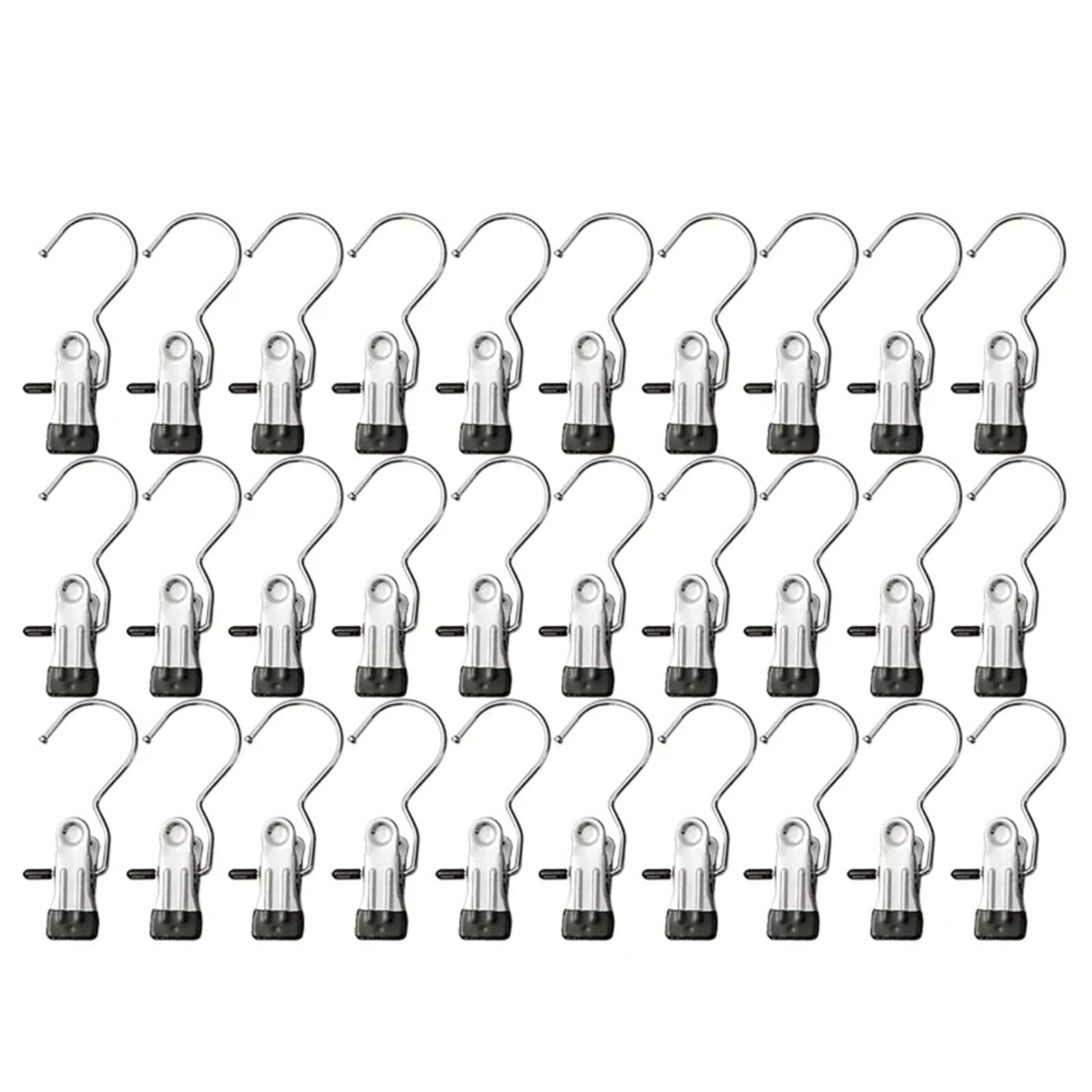 30/50/100pcs Stainless Steel Clothespins Laundry Clothes Pegs Hook Portable Hanging Clip Wardrobe Organizer Hanger For Home(Sliver,30PCS)
