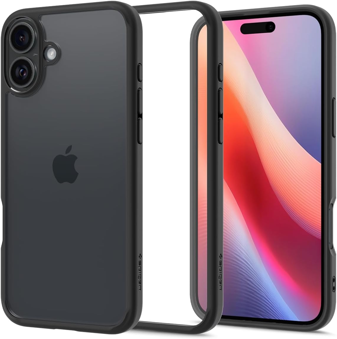 Spigen [18 Years of Technology] iPhone 16 Case, Clear, Shockproof, Strap Hole, Yellowing Prevention, Bumper, US Military MIL Standard, Ultra Hybrid ACS08201 (Matte Black)