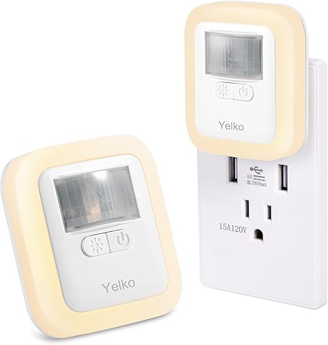 YELKO Luces nocturnas enchufables, luz nocturna con sensor de movimiento sĂşper brillante de 200 lĂşmenes, enchufe en la pared, luces nocturnas YELKO Luces nocturnas enchufables, luz nocturna con sensor de movimiento sĂşper brillante de 200 lĂşmenes, enchufe en la pared, luces nocturnas