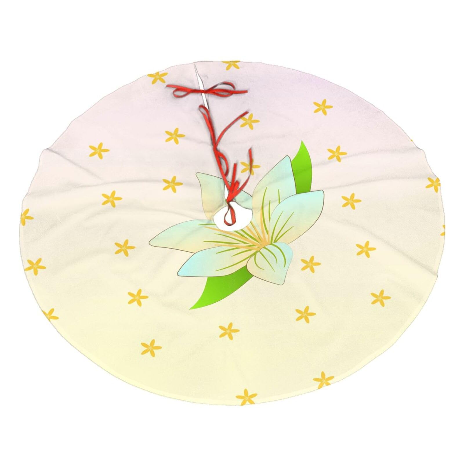 Blooming Daffodils Printed Christmas Tree Skirt Christmas Plush Tree Skirt 36 inches (about91 cm) ChristmasIndoor and Outdoor