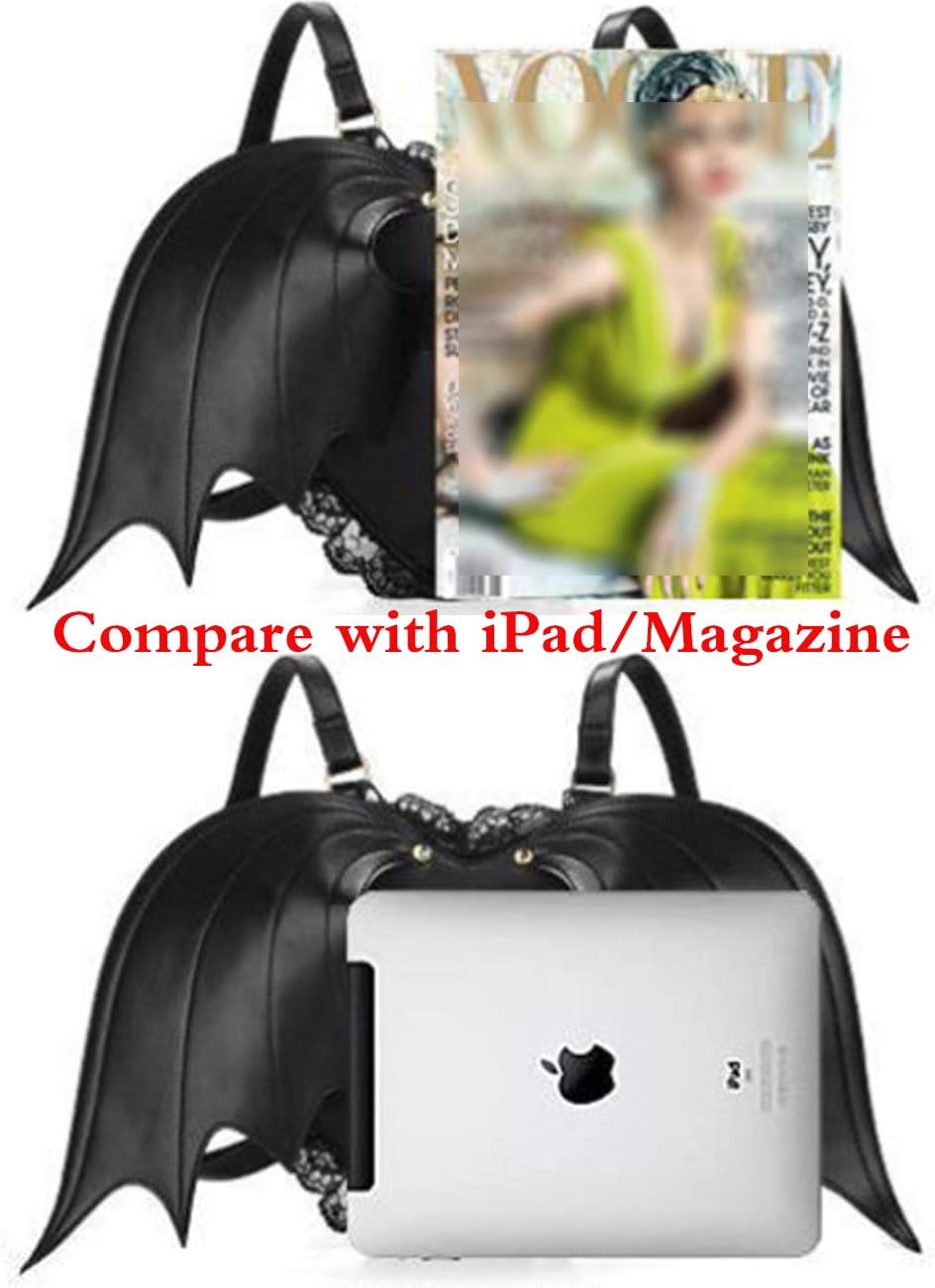 Women Girl Punk Backpack Novelty Bat Wing Daypack Purse Gothic Lace Shoulder Bag Heart Lolita Bag