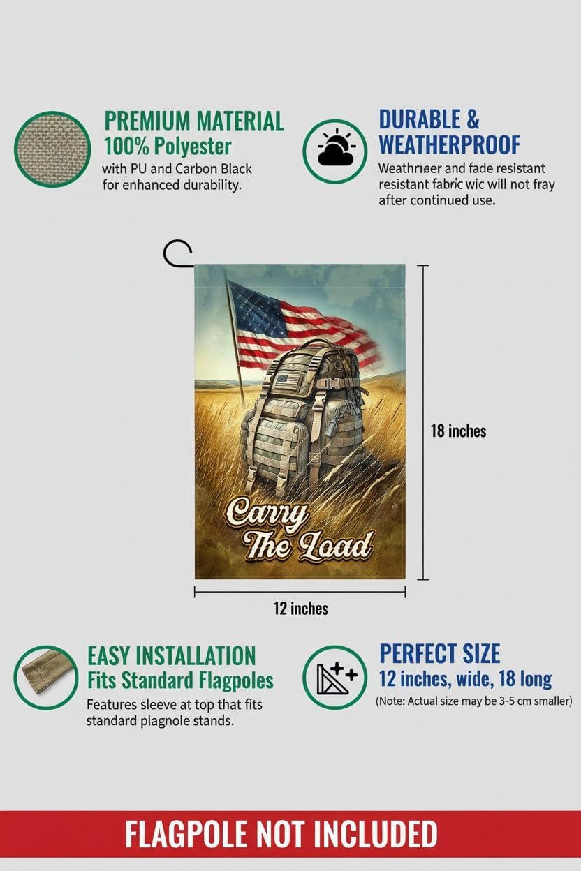 Army Family Garden Flag 12x18 Inch Double Sided Veteran Tribute American Flag for Military Families - Polyester Lightweight Patriotic Outdoor Decor for Veterans Day, Patriot Day, Christmas Day. - Image 2