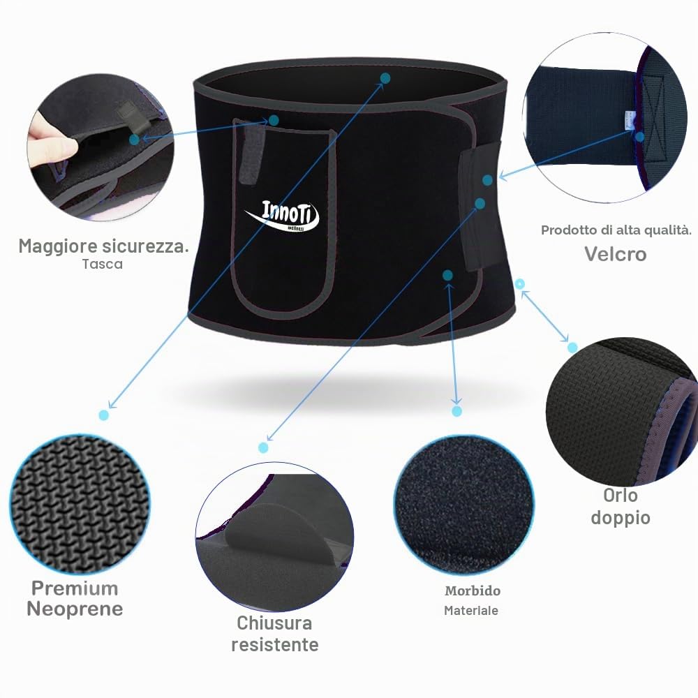 Fascia Addominale Dimagrante Uomo e Donna in Neoprene - Cintura Dimagrante Addominale per Palestra, Fitness e Sport - Fascia Snellente Pancia ed Effetto Sauna - Fascia Dimagrante per Sudare
