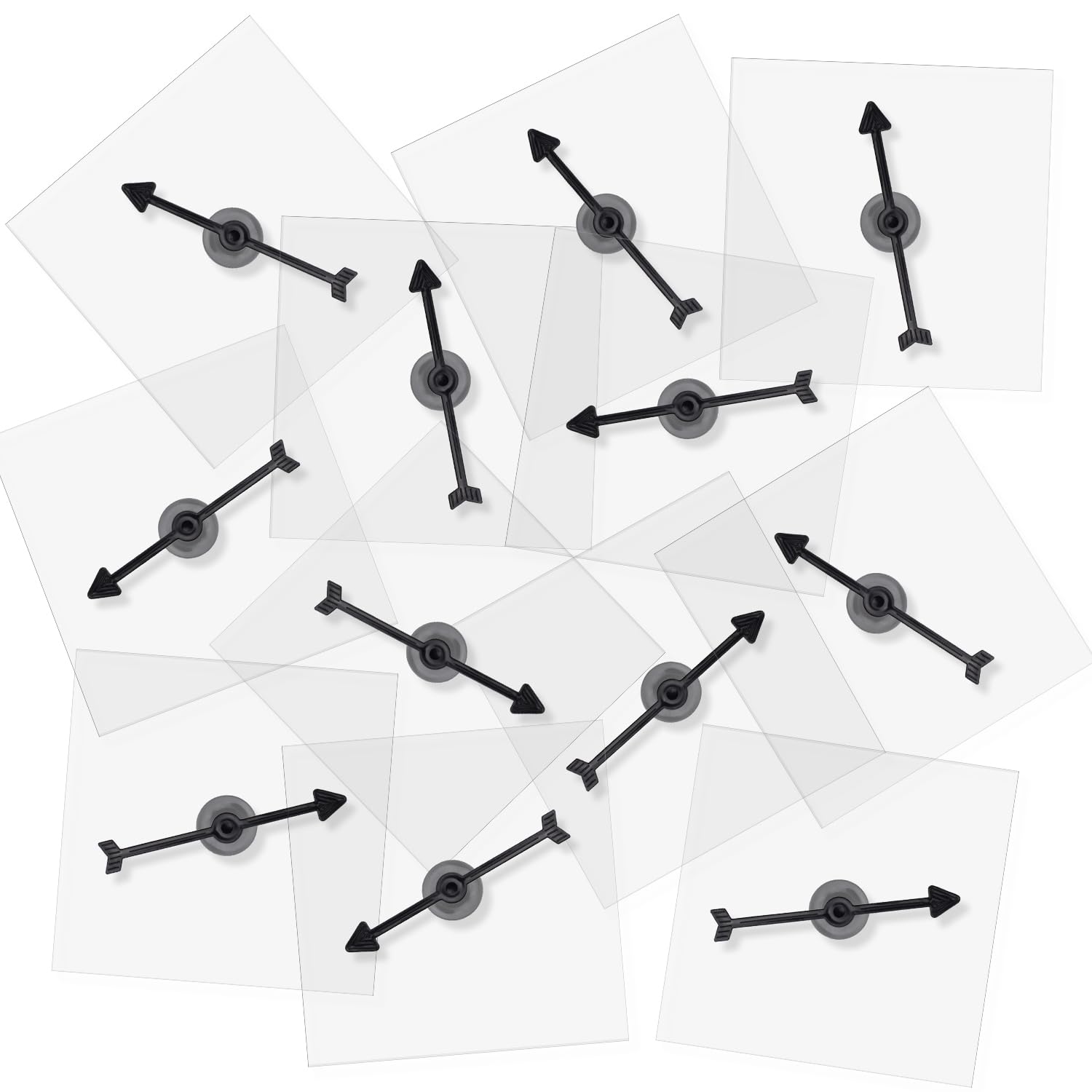 12pcs Game Spinners, Blank Acrylic Board with Rotating Arrows Clear Transparent Erasable Arrow Game Spinners for Classroom Activities (Square, Black Arrow)