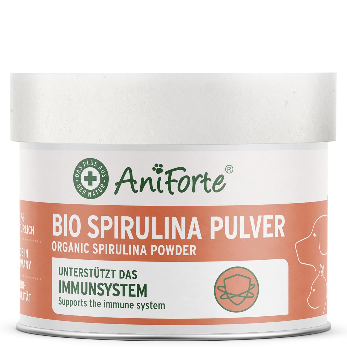 AniForte Bio Spiruline en Poudre pour Chiens et Chats 250g, Micro algues pour la Peau et Le Pelage, système immunitaire et processus métaboliques, vitamines, Biologique, testé en Laboratoire